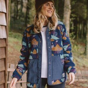 Passengers size XS Blue and Purple Teddy Jacket with Whimsical Design